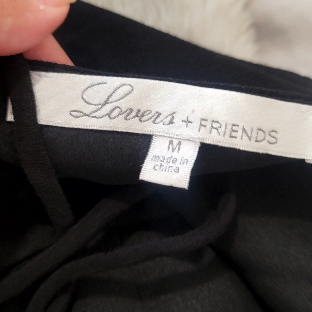 LOVER + FRIENDS Black Halter Gown Maxi Dress With Side Slit Size Medium - Picture 16 of 17